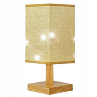 Lampa stołowa retro, lampka nocna LED do sypialni tkanina Abażur USB