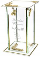 Ekskluzywny znicz szklany złoto biały PERSONALIZOWANY GRAWER dla CIOCI