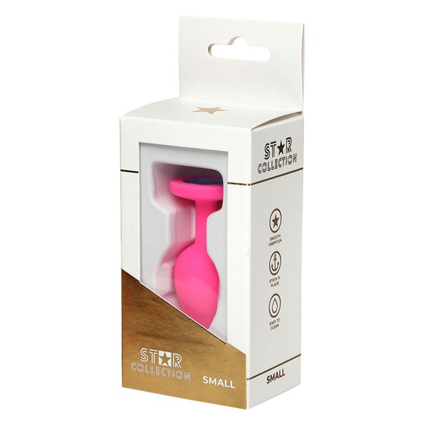 Star Collection - Pink Silicone Anal Plug S - Light Blue Stone zdjęcie 1