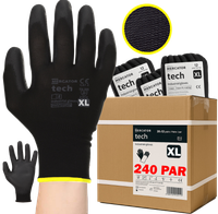 Rękawice Robocze MERCATOR Tech Black+Black PU - XL - 240 Par