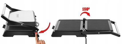 Grill elektryczny opiekacz rozkładany REGULACJA TEMPERATURY DUŻA MOC na Arena.pl