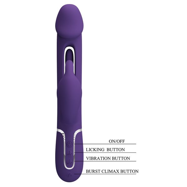 Ciemny Fiolet - Wibrator Z Języczkiem Pretty Love - Kampas Dark Purple zdjęcie 10