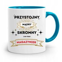 Kubek Błękitny Dla Magazyniera Przystojny Mądry Z Nadrukiem Ze Zdjęciem