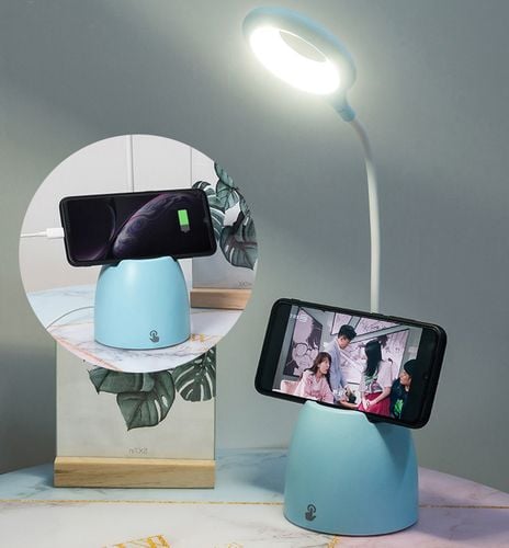 lampka biurkowa niebieska z pojemnikiem na Arena.pl