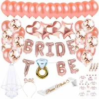 Zestaw WIECZÓR PANIEŃSKI balony SZARFA welon tatuaże OPASKA bride RÓŻ 47 el