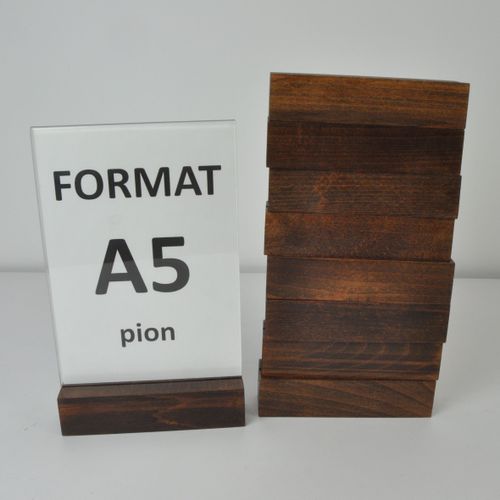 Stojak z plexi 2mm na ulotkę men A5 drewno pion na Arena.pl