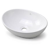 Umywalka Nablatowa Ceramiczna Owalna Połysk 41 cm Biała Stawiana OVALIS