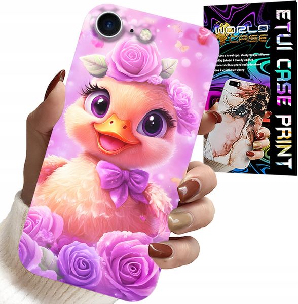 ETUI DO IPHONE 16e - SŁODKA KACZUCHA, KACZKA NA RÓŻOWYM TLE zdjęcie 1