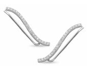 Eleganckie rodowane srebrne kolczyki nausznice z cyrkoniami srebro 925 Z1483E