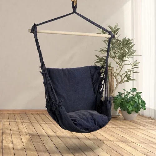 Hamak brazylijski fotel podwieszany huśtawka grafitowy na Arena.pl