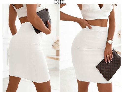 SPÓDNICZKA MODNA OŁÓWKOWA PRĄŻEK KOLORY S/M na Arena.pl