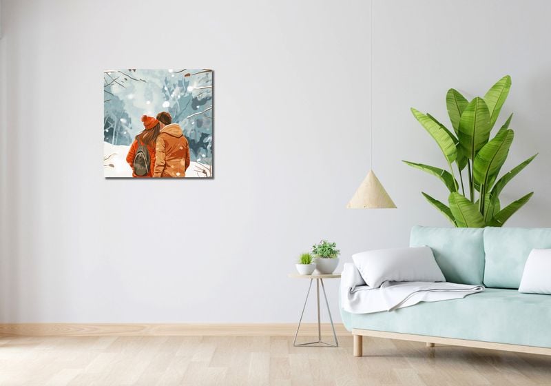 Obraz 60x60cm Razem w Śniegu zdjęcie 2