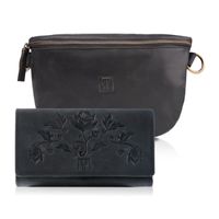 zestaw zup-56-bl saszetka t-36-bl portfel damski ze skóry