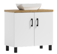 Szafka łazienkowa ROCO 60 biały/dąb craft złoty z umywalką Lara (W3)