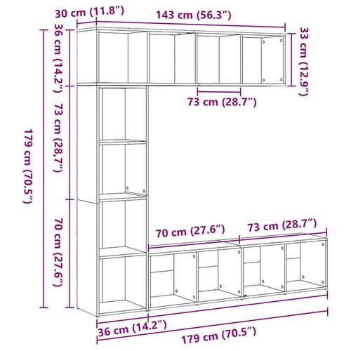 Szafka na książki 3 pcs Czarny Dąb 36 x 30 x 143 cm na Arena.pl