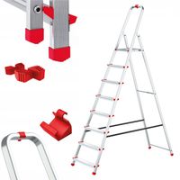 Drabina aluminiowa domowa 8 stopniowa składana BAULICH hak i stopki