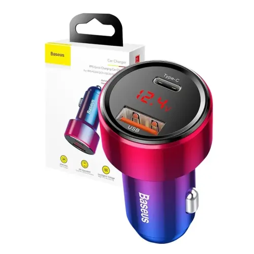 ładowarka samochodowa baseus magic usb + usb-c qc 4.0  pd 45w (czerwono na Arena.pl