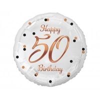 urodzinowy balon foliowy 50 urodziny biały