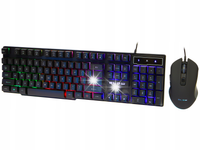 KLAWIATURA MYSZ MYSZKA GAMINGOWA RGB DLA PRO GRACZY USB PODŚWIETLANA LED