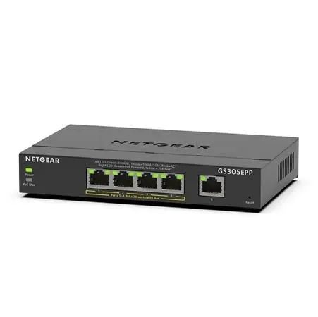 Switch Netgear 5p GS305EPP (5x10/100/1000Mbit, 4xPoE+) na Arena.pl