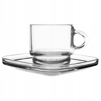 6x Filiżanki Szklane ze Spodkiem do Picia Kawy Espresso Zestaw Filiżanek