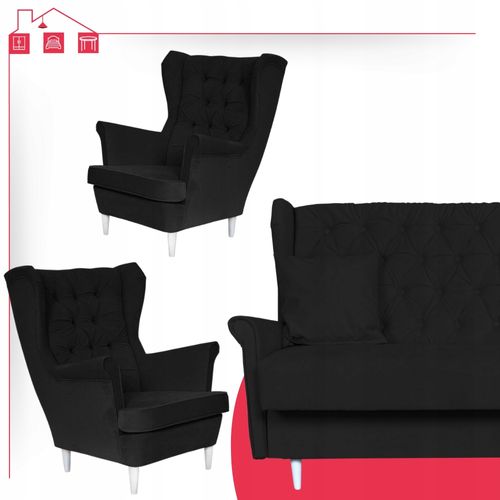 Zestaw wypoczynkowy do salonu z funkcją spania Gaja CZARNY Family Meble na Arena.pl