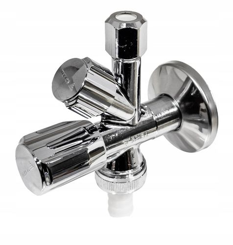 ZAWÓR KĄTOWY KOMBINOWANY 1/2"x3/4"x3/8 ZMYWARKA PRALKA KRAN BATERIA SCHELL na Arena.pl