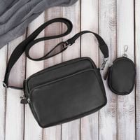 torebka damska listonoszka skórzana z etui na klucze i drobiazgi czarna