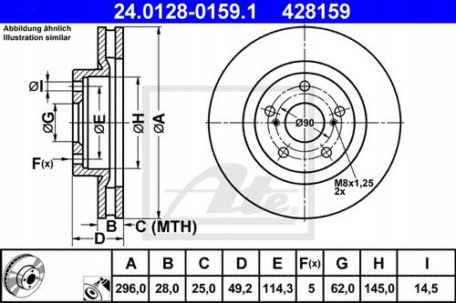 TARCZA HAM PRZOD 296X28 V ATE na Arena.pl