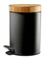 Kosz na śmieci łazienkowy 3l metal bambus czarny