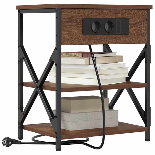 Nocna szafka z stacją ładującą z półką Brązowy dąb na Arena.pl