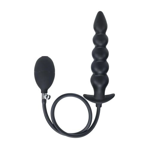 beaded inflatable silicone anal plug - black na Arena.pl