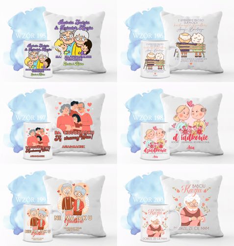 Zestaw PODUSZKA i KUBEK personalizowany PREZENT DLA dziadka TWÓJ TEKST na Arena.pl