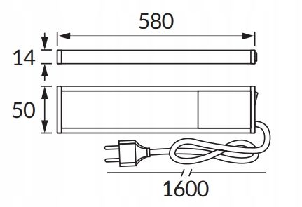 LAMPA OPRAWA LINIOWA PODSZAFKOWA LED 10W 58CM 230V LISTWA ON/OFF na Arena.pl