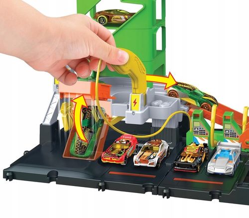 HOT WHEELS CITY LET'S RACE ZESTAW SUPER STACJA ŁADOWANIA AUT + 1 autko na Arena.pl