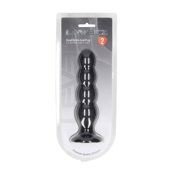 Quad Rattle Liquid Silicone Anal Plug - Xl - Black zdjęcie 2
