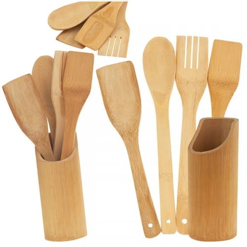 Przybory akcesoria sztućce kuchenne bambusowe łyżki zestaw 5 elementów na Arena.pl