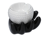Popielniczka Ceramiczna z Czarną Dłonią Trzymającą Piłkę do Gry w Golfa
