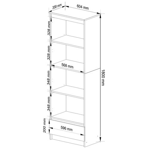 REGAŁ R 60 cm CLP 1 SZUFLADA 4 PÓŁKI BIAŁY na Arena.pl
