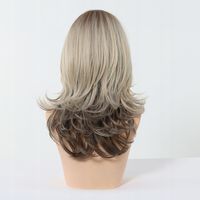 Peruka Damska Peruki Kręcone Półdługie Blond Mieszany Włosy z Grzywką 50cm