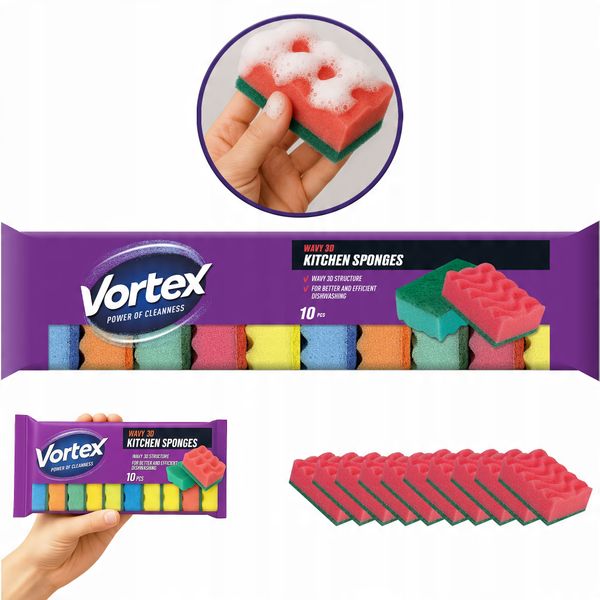 vortex gąbki kuchenne 3d wave 10 szt. zdjęcie 10