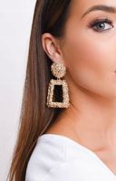 KOLCZYKI GEOMETRYCZNE METALOWE TRAPEZ ZŁOTE