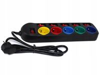 Listwa przedłużacz antyprzepięciowa 1.5m 5 szt gniazd wyłączniki czarny