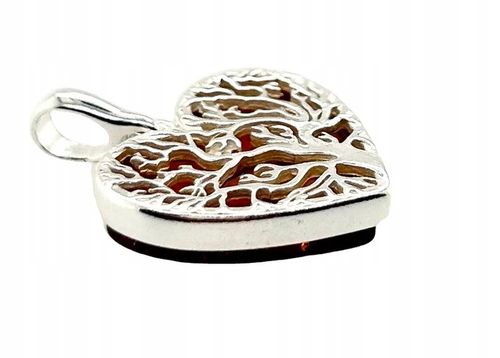 Wisiorek srebrny z bursztynem ORYGINALNA ZAWIESZKA ze srebra serce FILM na Arena.pl