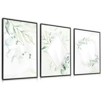 Zestaw 3x Plakat W Ramie AKWARELOWE Liście W Stylu Boho 30cm x 40cm
