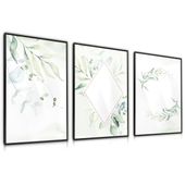 Zestaw 3x Plakat W Ramie AKWARELOWE Liście W Stylu Boho 60cm x 80cm