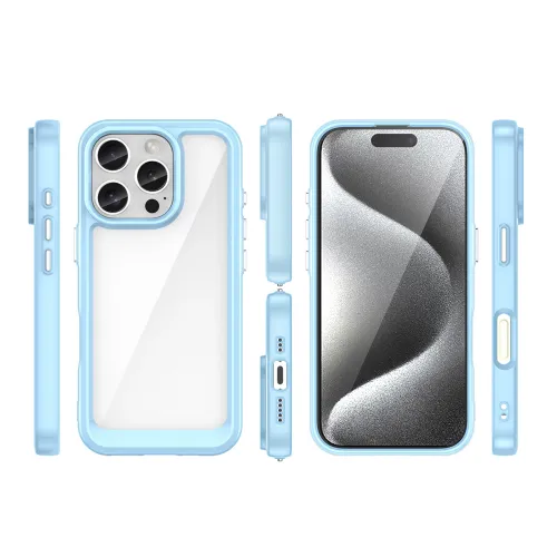etui outer space case z żelową ramką do iphone 16 pro max - niebieskie na Arena.pl