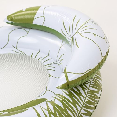 Materac Dmuchany Do Pływania Plażowy Z Oparciem Dno Z Siatki Zielony Nadruk na Arena.pl