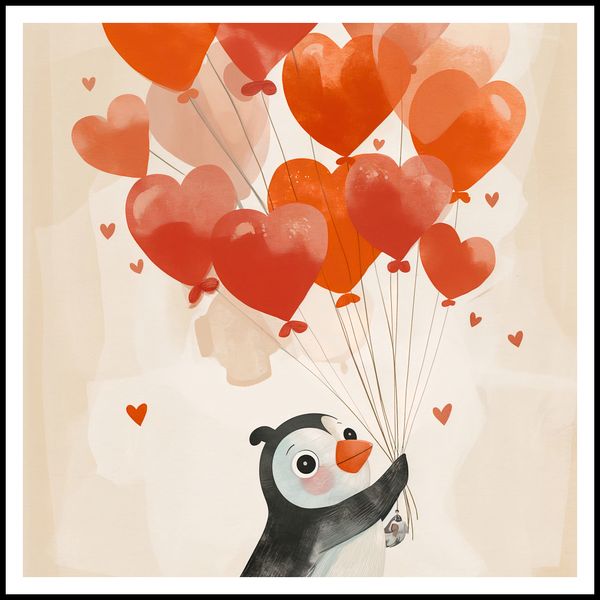 Plakat 100x100cm Pingwinek z Balonami zdjęcie 3