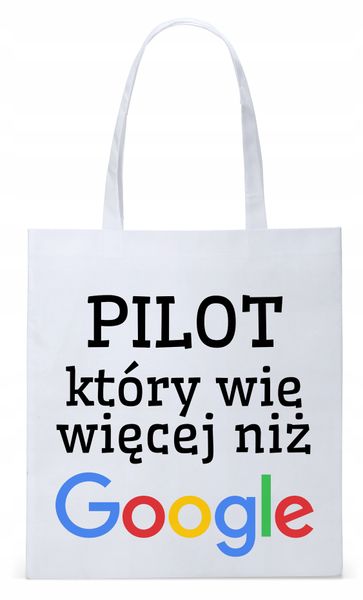 Torba Biała Eco Shopper Dla Pilota Z Nadrukiem Ze Zdjęciem zdjęcie 1